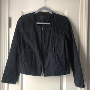 LAFAYETTE 148 NEW YORK Levine Italian Gabardine Zip-Front Jacket, Navy, Size 6